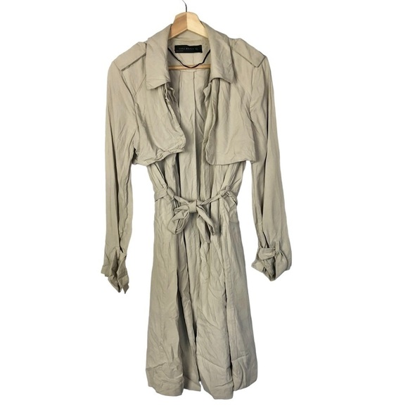 Zara Beige Lightweight Mid Length Trench Coat M - Picture 1 of 5